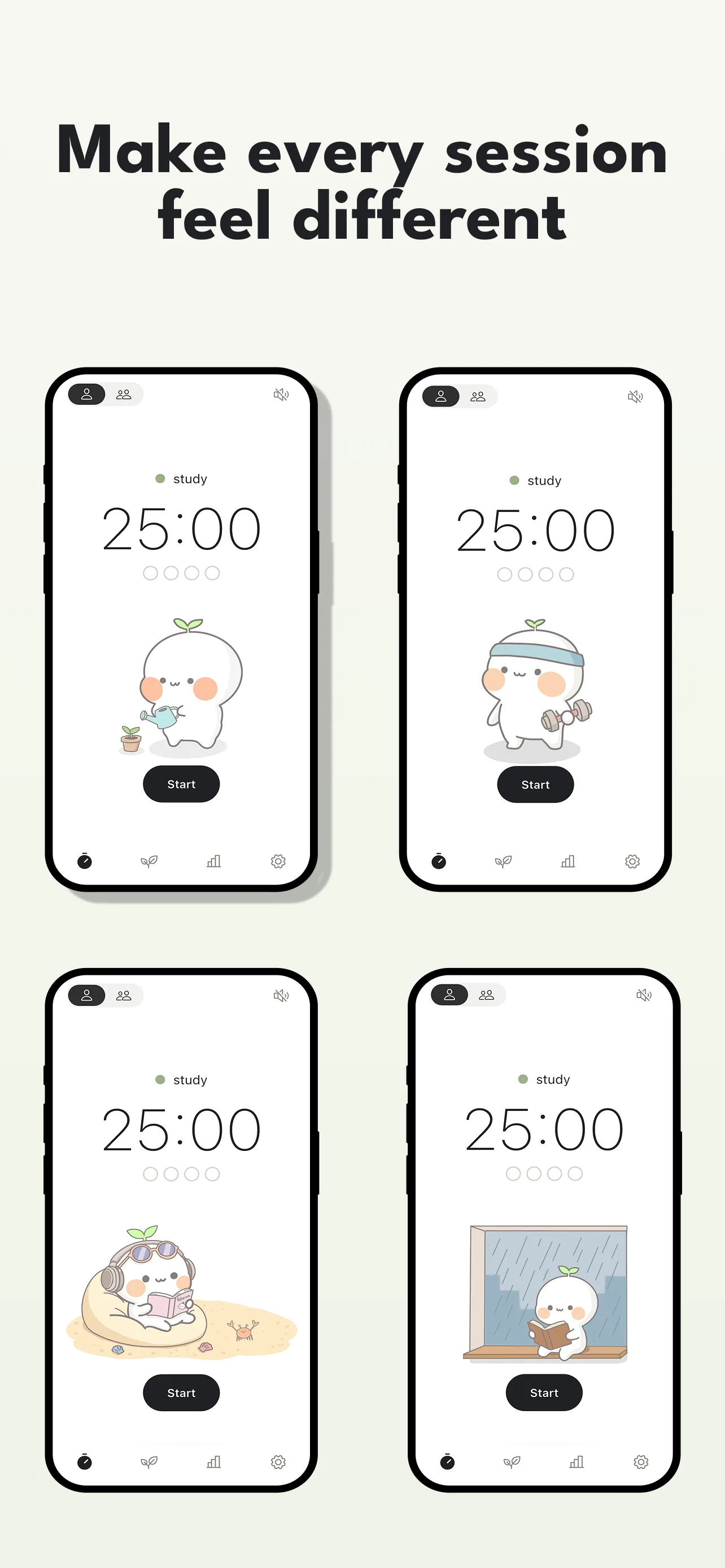 Four Patsspace focus scenes with different versions of Pat